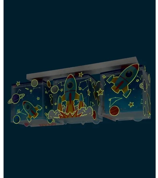 Dalber 63353 - Plafoniera per bambini ROCKET 3xE27/15W/230V