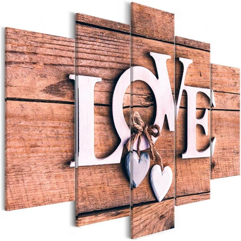 Quadro  Wooden Letters (5Parts) Wide  Colore Marrone, Dimensioni e Misure 100x50