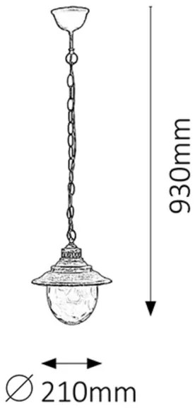Rabalux 8678 - Lampadario da esterno BARCELONA 1xE27/60W/230V