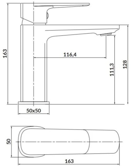 Cersanit S951-388 - Rubinetto del lavandino LARGA 16,3 cm cromo lucido