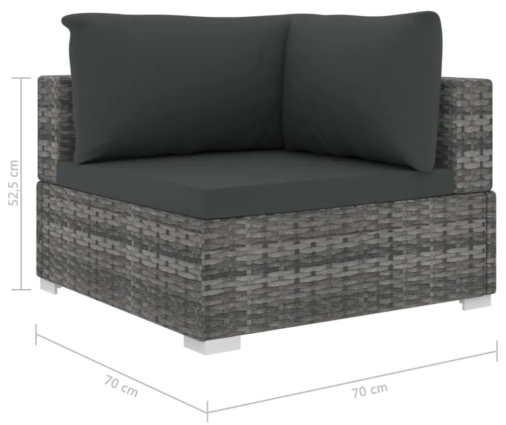 Set Divani da Giardino 11 pz con Cuscini in Polyrattan Grigio