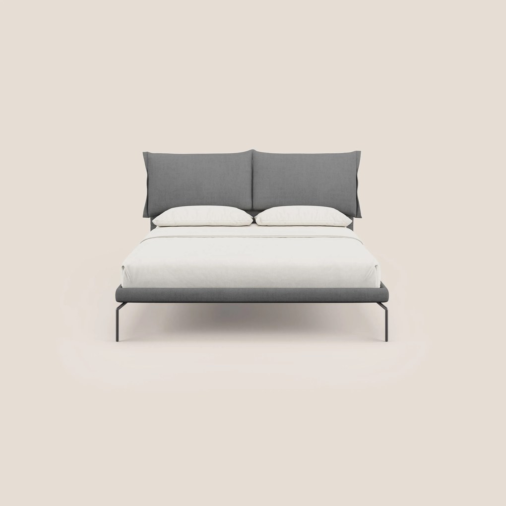 Bice letto imbottito con cuscini e piedi alti in metallo in tessuto impermeabile T02