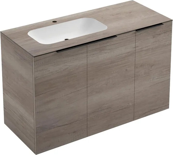 Mobile bagno da terra con lavabo L 120 x H 92 x P 51 cm rovere sable, 2 ante per vasca a sinistra Solid