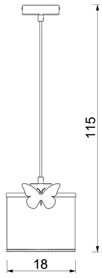 Lampadario a sospensione per bambini SWEET 1xE27/15W/230V bianco/rosa/farfalla