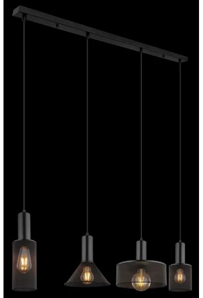 Globo 15648-4H - Lampadario a sospensione con filo JEDD 4xE27/60W/230V nero