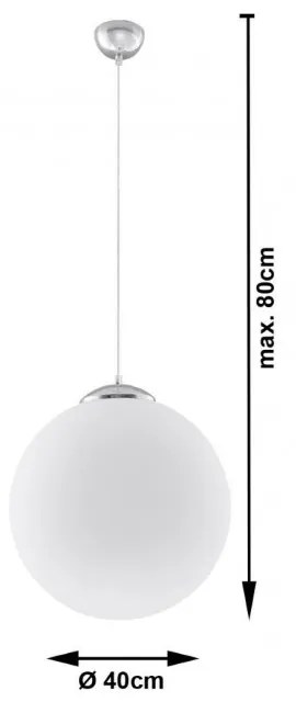 Lampadario a Sospensione in Acciaio e Vetro UGO Ø40 E27 Cromo Colore del corpo Bianco e Cromo