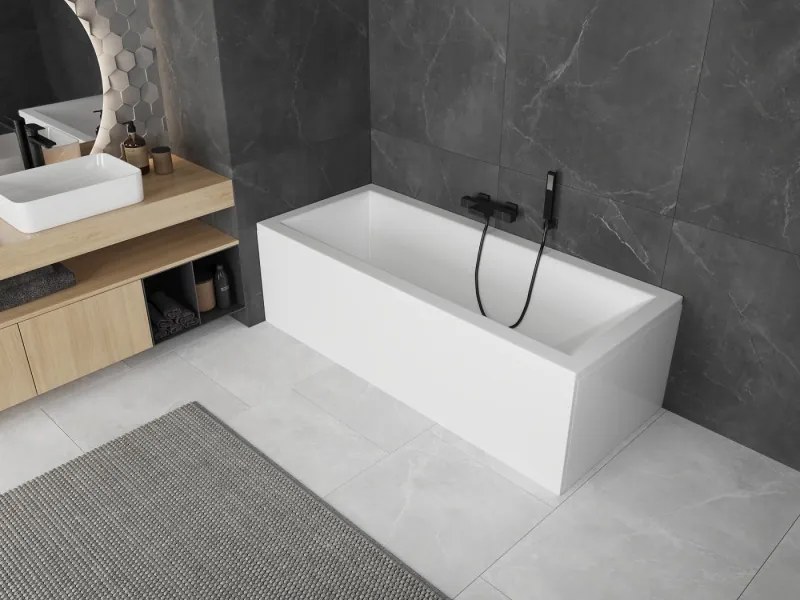 Mexen Cubik vasca da bagno rettangolare 130 x 70 cm con pannello, bianca - 55031307000X