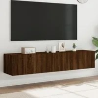 Mobili TV a Parete con Luci LED 2pz Rovere Marrone 80x35x31 cmcod mxl 86205