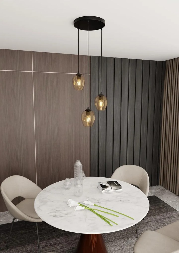 Lampadario a Sospensione in Acciaio e Vetro ISTAR 3 BL PREMIUM 3xE27