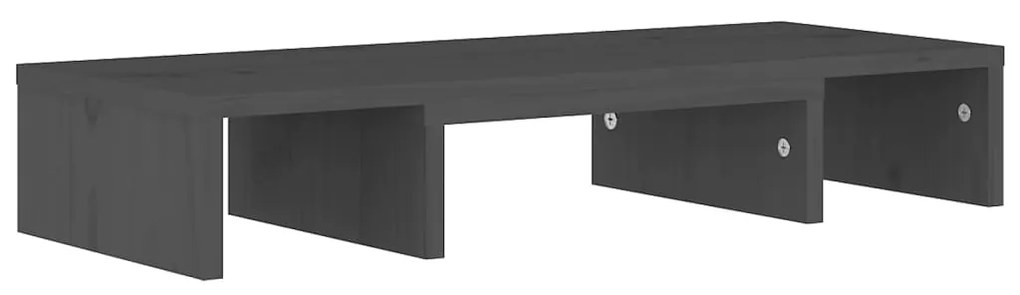Supporto per monitor grigio 60x24x10,5cm legno massello di pino