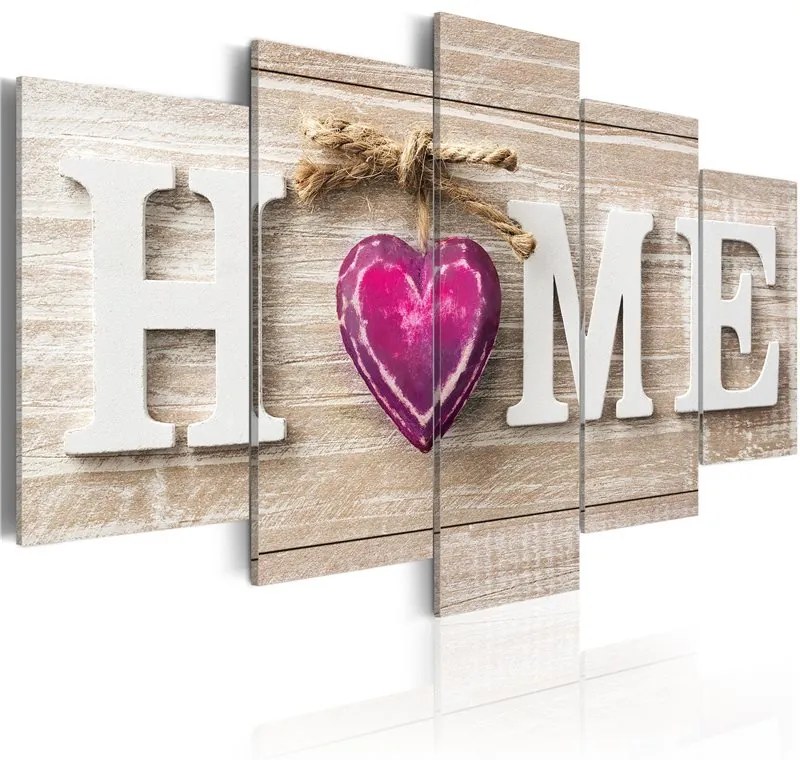 Quadro Home  Pink Heart  Colore Bianco, Dimensioni e Misure 200x100