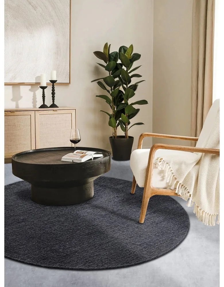 Tappeto rotondo grigio scuro in lana tessuto a mano ø 160 cm Francois - Villeroy&Boch