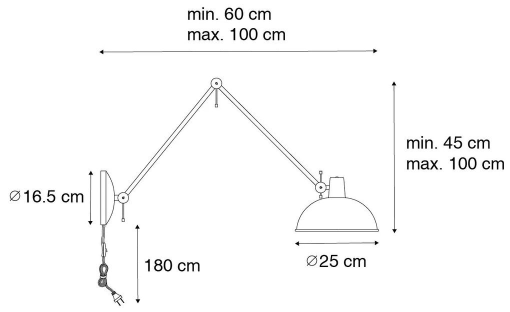 Lampada da parete retrò acciaio rosa con bronzo - Milou