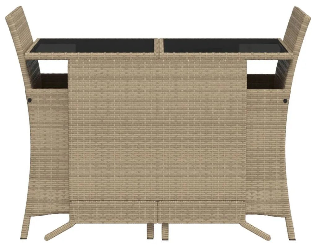 Set da bistrò 3 pz con cuscini beige misto in polyrattan