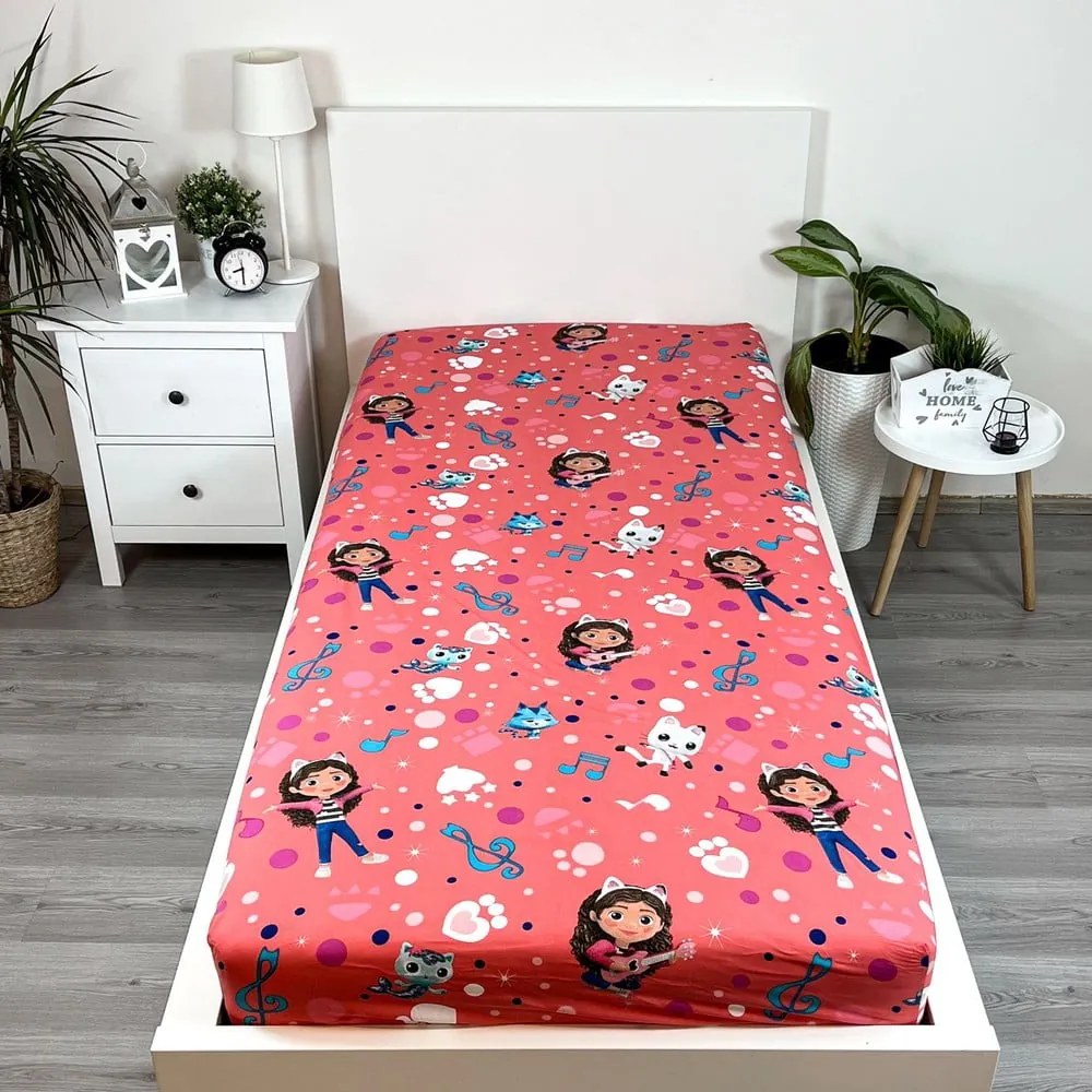 Lenzuolo con angoli per bambini in cotone per letto singolo 90x200 cm Gabby's Dollhouse – Jerry Fabrics