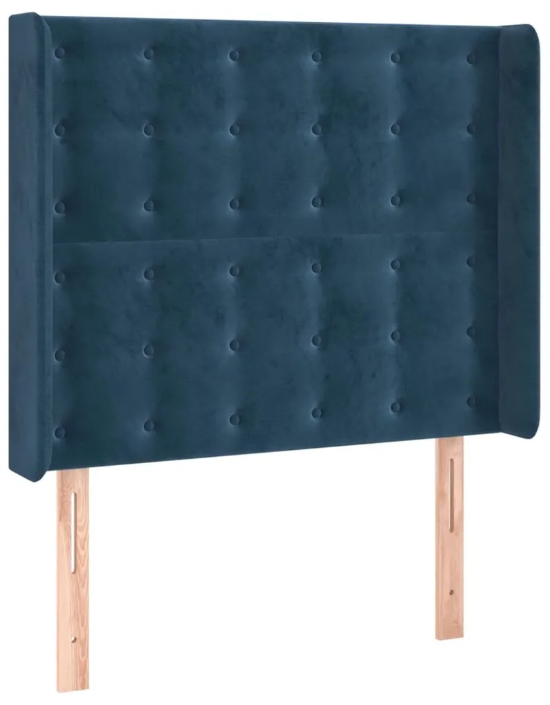 Testiera ad orecchio blu scuro 83x16x118/128 cm in velluto