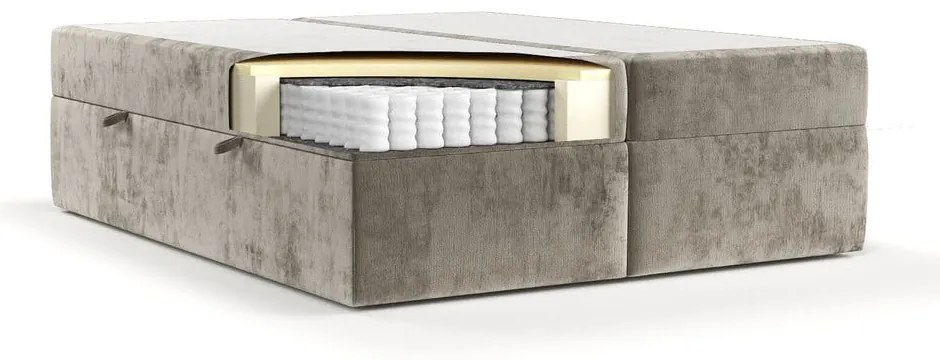 Letto boxspring marrone chiaro con contenitore 180x200 cm Yoko - Maison de Rêve