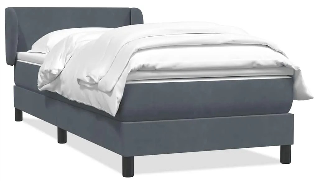 Giroletto A Molle Con Materasso Grigio Scuro 80x210 Cm Velluto /