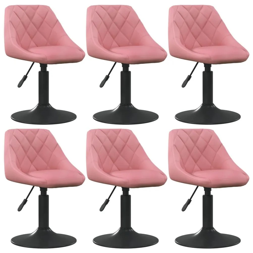Sedie Da Pranzo Girevoli 6 Pz Rosa İn Velluto /