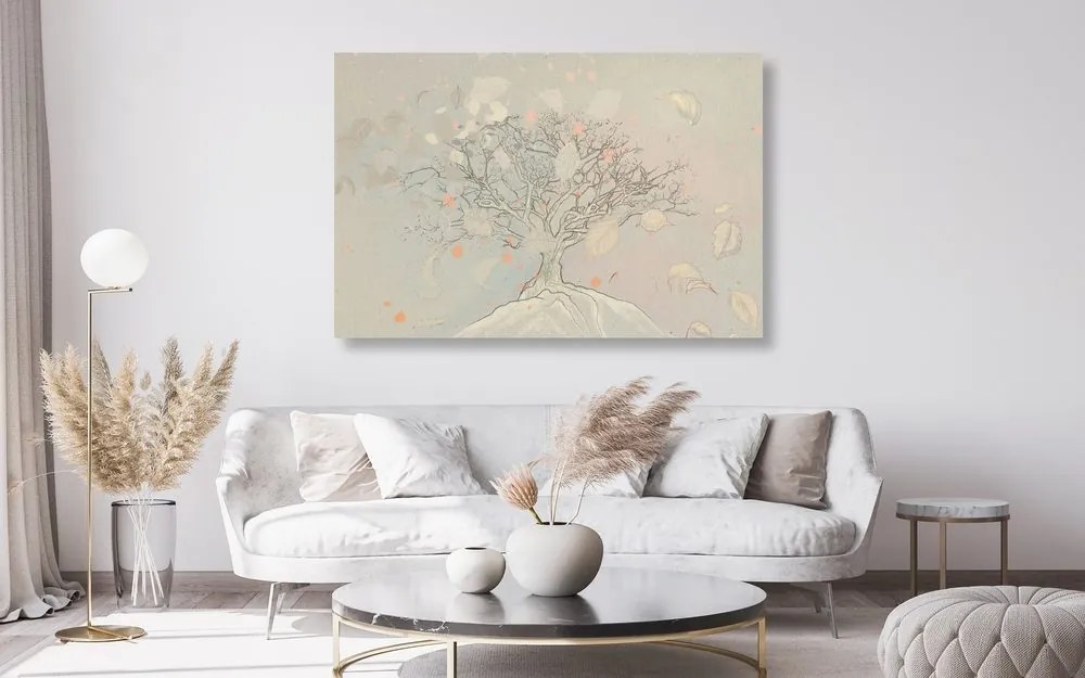 Stampa su tela – Albero autunnale disegnato