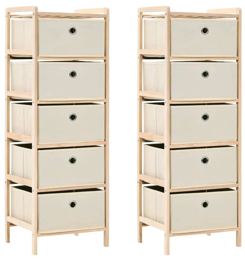 Scaffali Con 5 Cesti İn Tessuto 2 Pz İn Legno Di Cedro Beige /