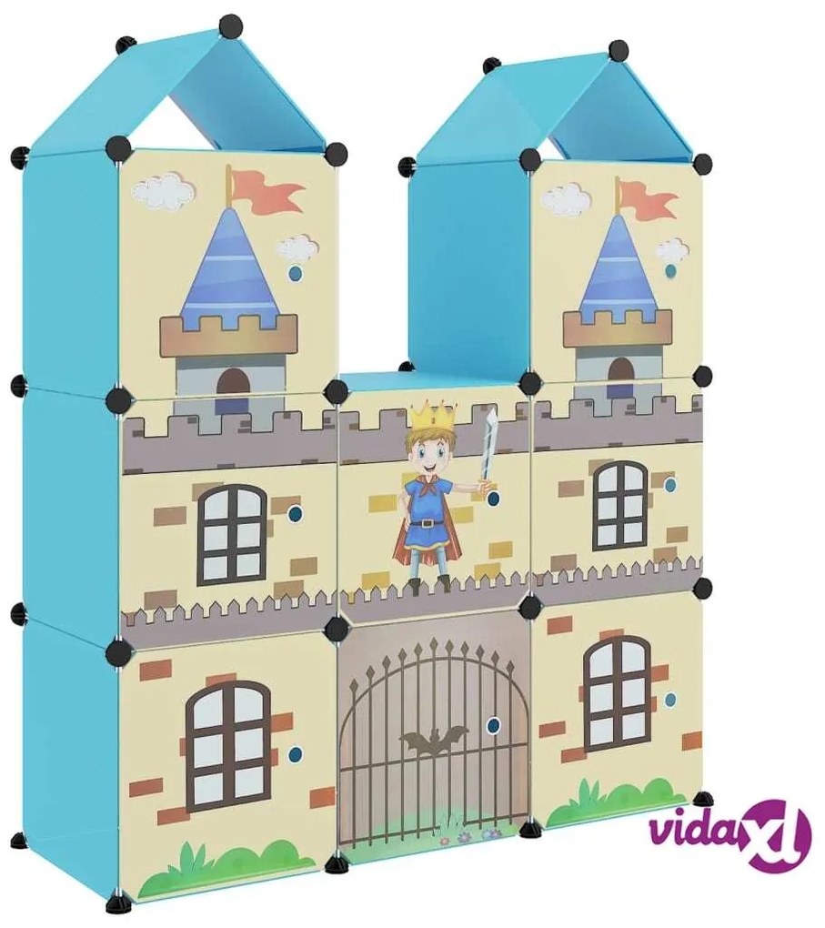 vidaXL Scaffale Portaoggetti per Bambini con 8 Cubi Blu in PP