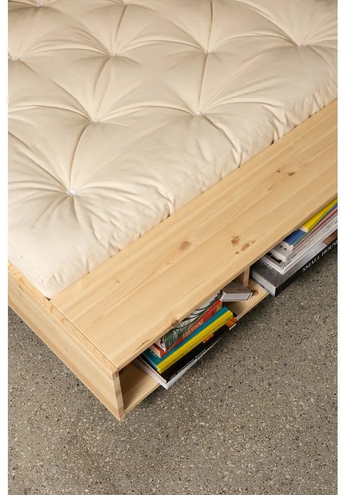 Letto matrimoniale di colore naturale in pino massiccio con rete inclusa 180x200 cm Merge – Karup Design