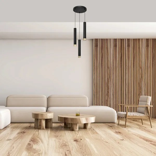 LED Lampadario a sospensione con filo TUBA 3xGU10/6,5W/230V nero/oro