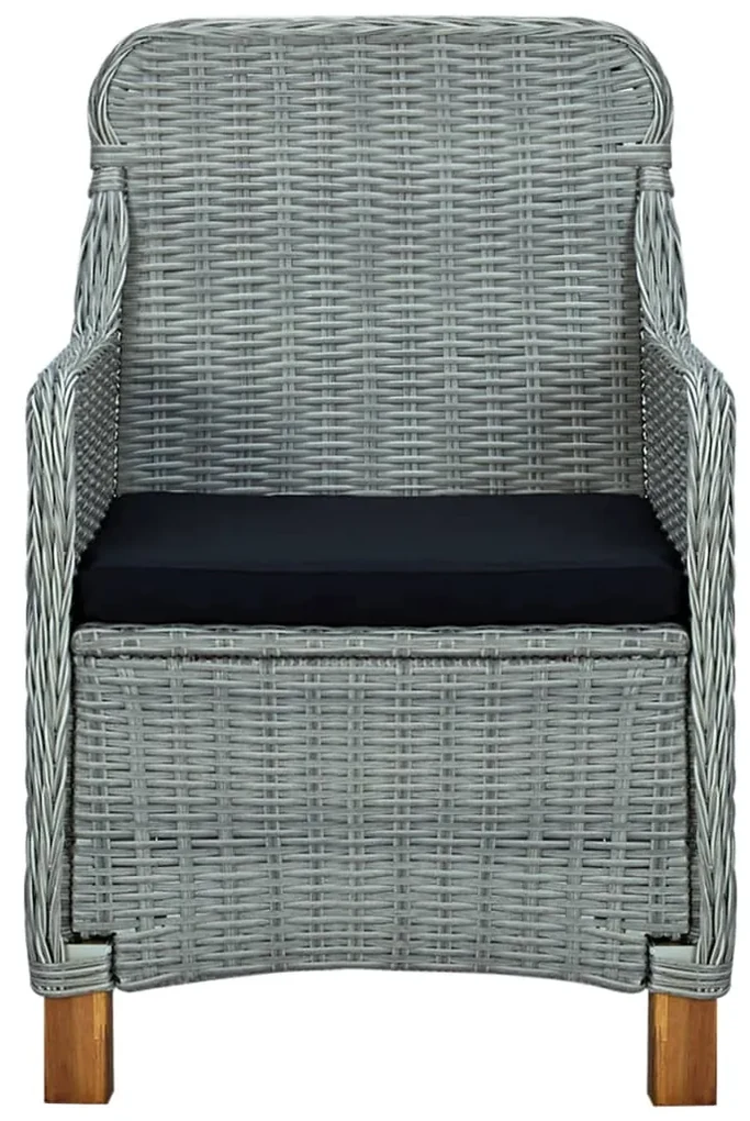 Sedie da giardino con cuscini 2 pz in polyrattan grigio chiaro