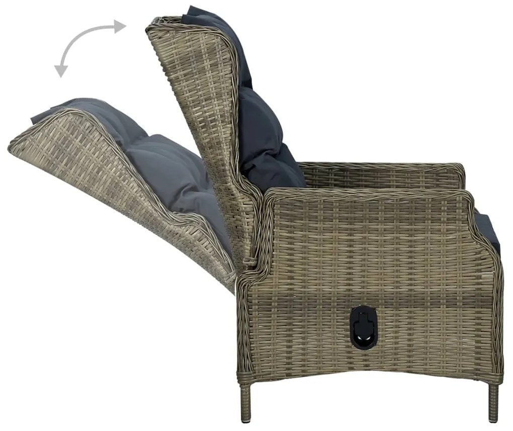 Set da Pranzo da Giardino 7 pz con Cuscini in Polyrattan Marrone