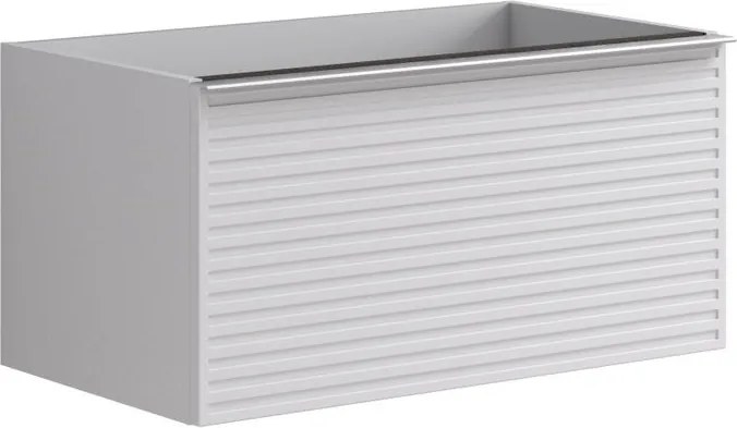 Mobile da bagno sospeso sotto lavabo Pixel stripes 1 cassetto L 80 x H 40 x P 45.5 cm bianco laccato opaco, con maniglia alluminio brillante
