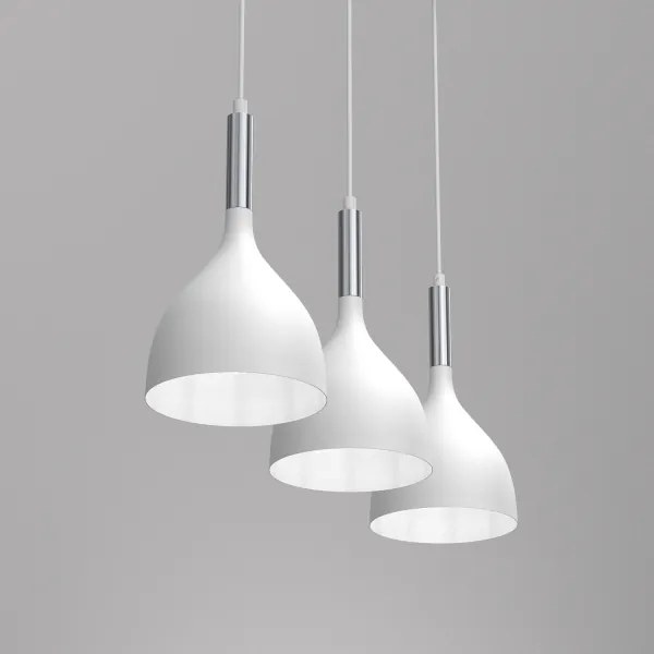 Lampadario a sospensione con filo NOAK 3xE27/15W/230V bianco/cromo
