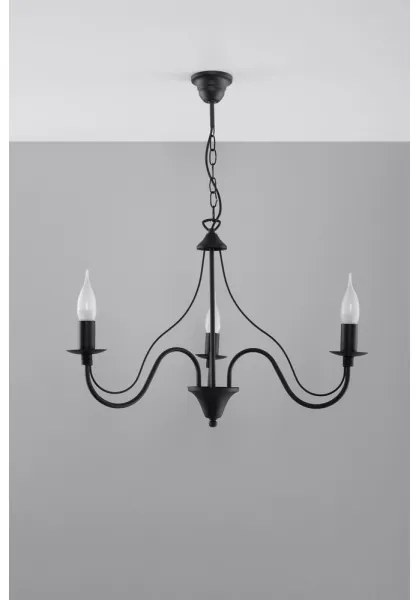 Lampadario a sospensione con catena MINERWA 3 3xE14/40W/230V nero