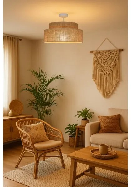 Lampadario a plafone BOHO 1xE27/60W/230V diametro 40 cm beige