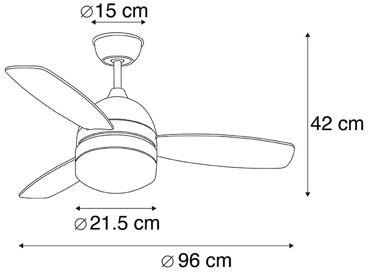Ventilatore da soffitto nero con stampa legno 96 cm con telecomando - Rotar