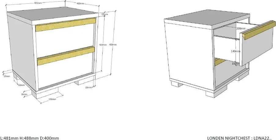 Comodino per bambini grigio scuro London - Vipack