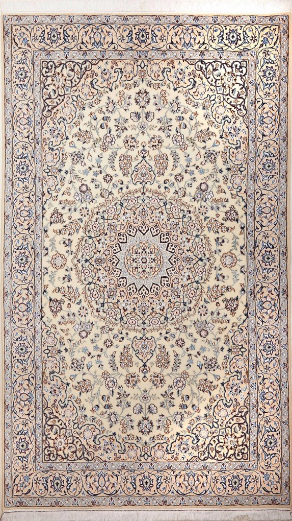 Nain Tappeto 220x130 Beige (Iran) Annodato A Mano
