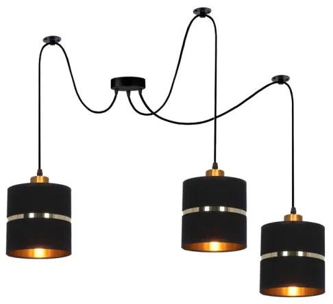 Lampadario a sospensione con filo ASSAM 3xE27/60W/230V nero