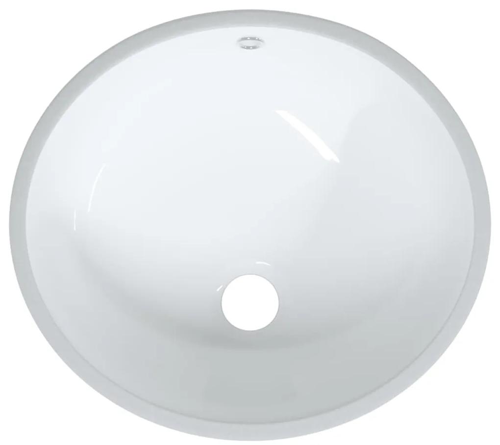 Lavandino da Bagno Bianco 33x29x16,5 cm Ovale in Ceramica