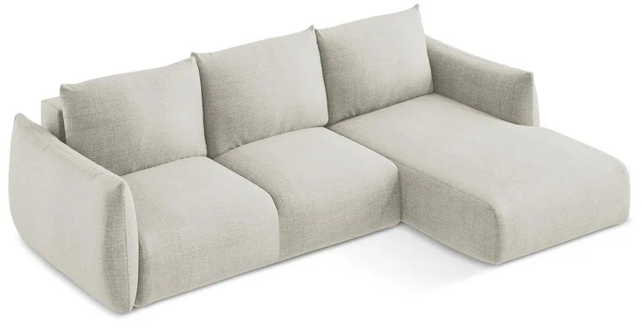 Divano angolare beige allungabile (con penisola a destra/con chaise lounge) Leila – Makamii