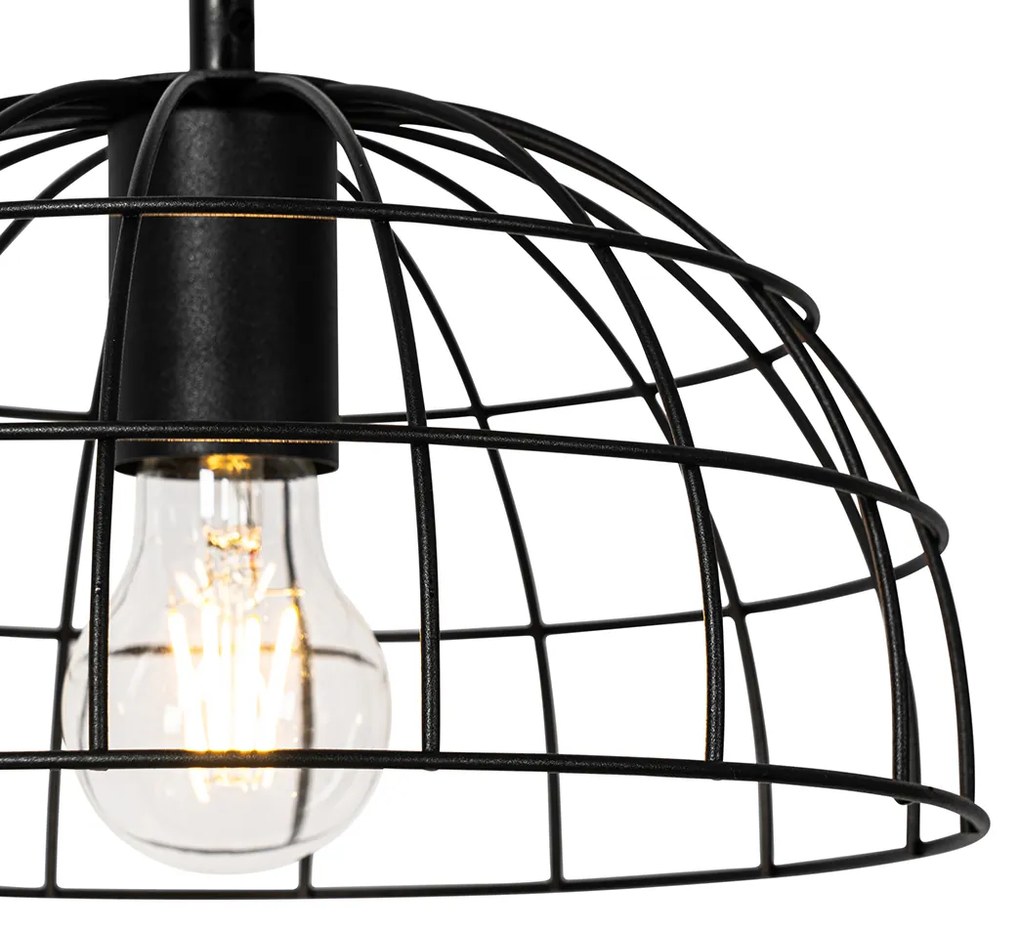 Lampada a sospensione industriale nera 3 luci - Hanze