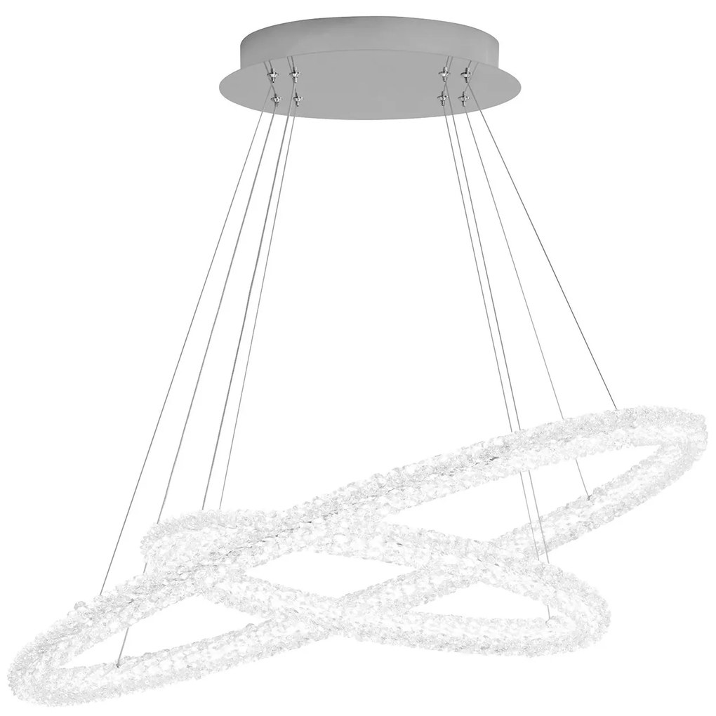 Lampadario Moderno Circle Acciaio Cromo Vetro Trasparente Led 60W 4000K