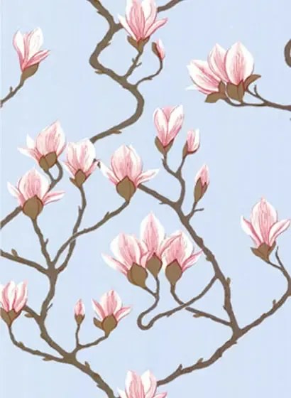Cole & Son Carta da parati Magnolia - Hellblau/ Zartrosa/ Pink