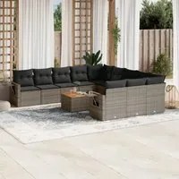 Set Divani da Giardino 12 pz con Cuscini Grigio in Polyrattancod mxl 112940