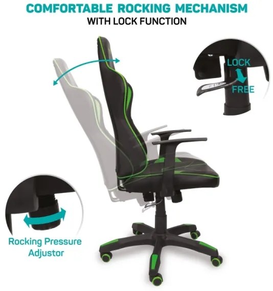 CONNECT IT CGC-0700-GR - Sedia gaming LeMans Pro nero/verde