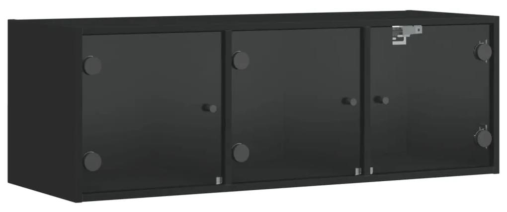 Mobile a muro con ante in vetro nero 102x37x35 cm