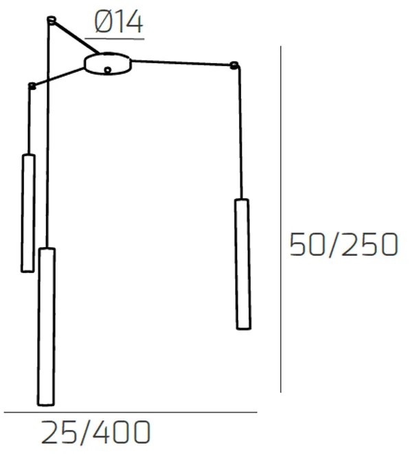 Sospensione Moderna Round Tube Metallo Grigio 3 Luci Gu10