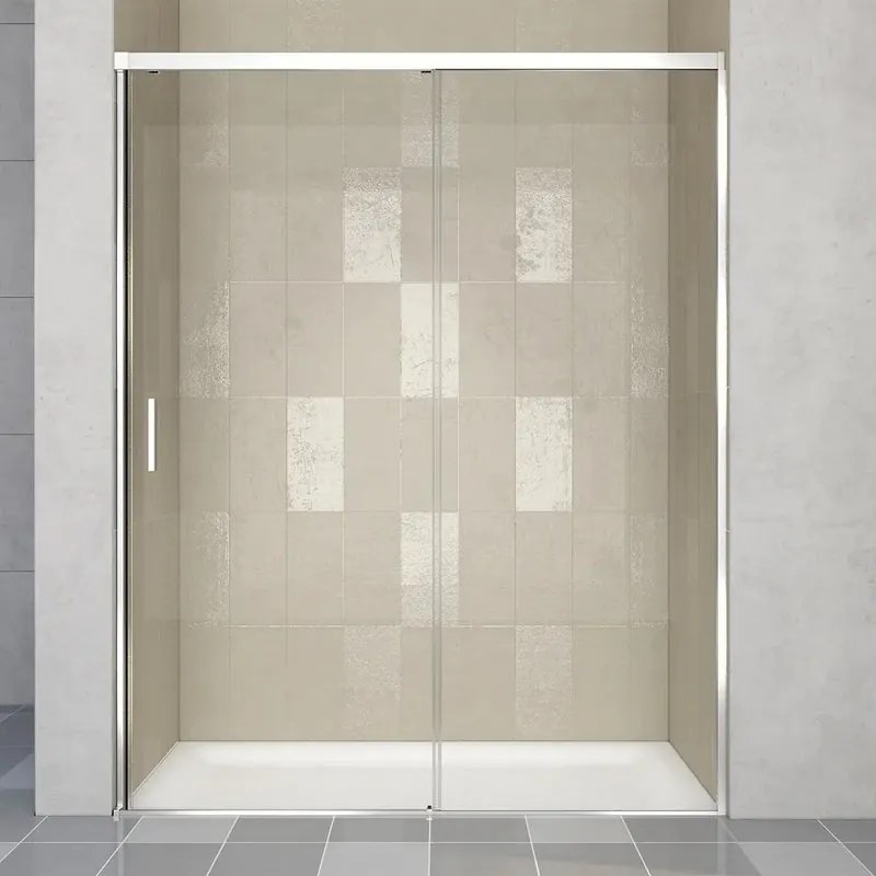 Porta doccia scorrevole Jazz L 120 x H 200cm, Sp. 6 mm in vetro vetro senza finitura / trasparente profilo cromo