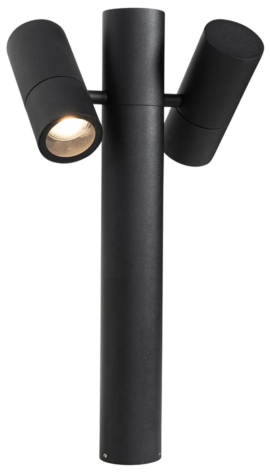 Lampada da esterno a stelo nera 50 cm 2 luci orientabili - Duo
