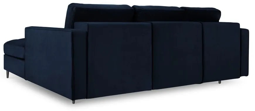 Divano letto angolare in velluto blu, angolo destro Santo - Milo Casa